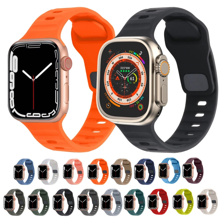 Square Buckle Stripes Silicone Watch Band, For Apple Watch Series 9 41mm, For Apple Watch Ultra 49mm