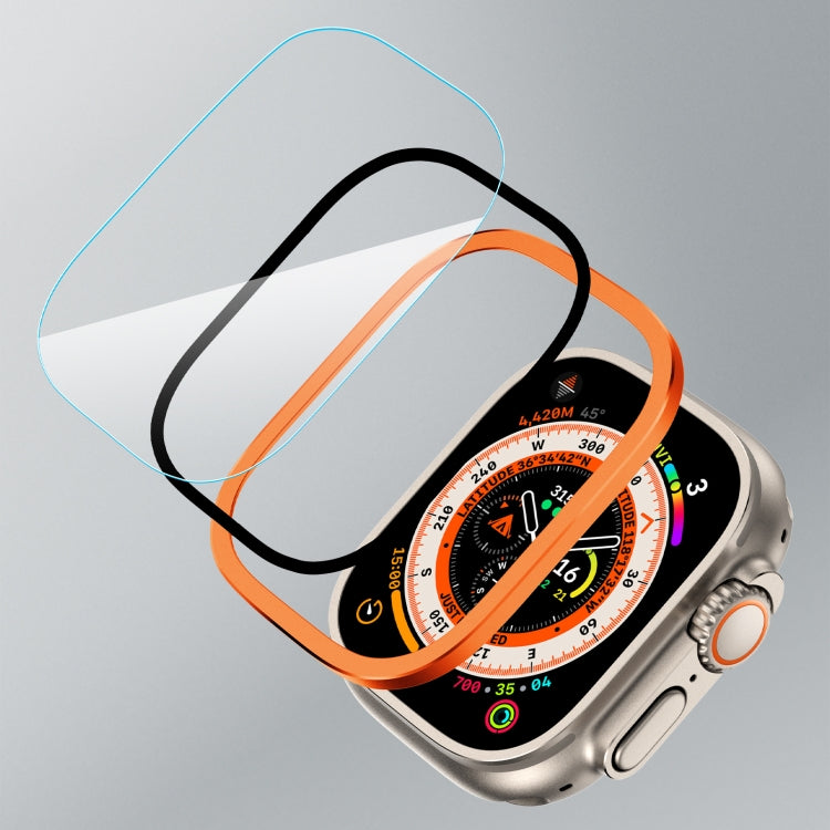 Apple Watch Ultra 49mm用アルミ合金フレーム一体型強化ガラスフィルム
