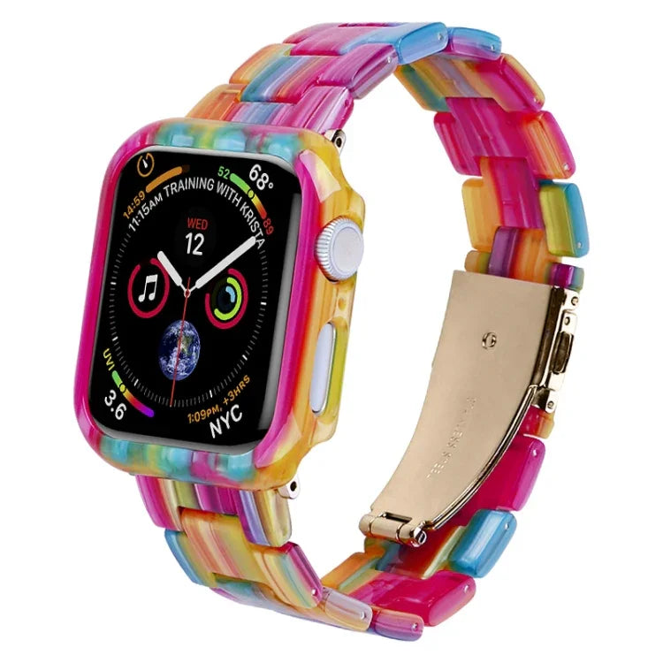 Printed Resin PC Watch Band Case Kit, For Apple Watch Series 6/5/4/SE 44mm, For Apple Watch Series 6/5/4/SE 40mm, For Apple Watch Series 9 / 8 / 7 45mm, For Apple Watch Series 9 / 8 / 7 41mm