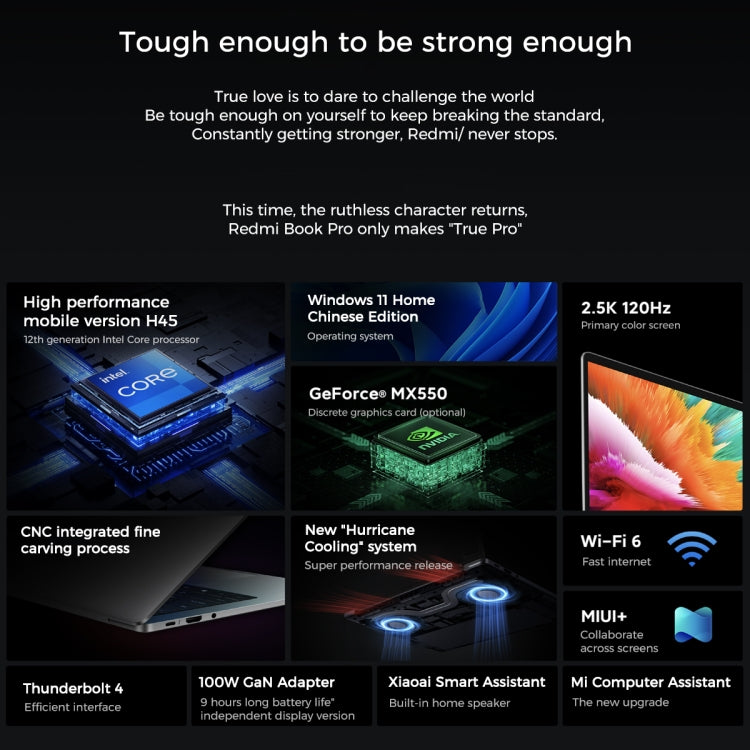 Xiaomi RedmiBook Pro 14インチ ノートパソコン、Windows 11 Home 中国版、Intel 第12世代 Core i7-12650H デカコア MX550 専用グラフィックス、i7-12650H MX550