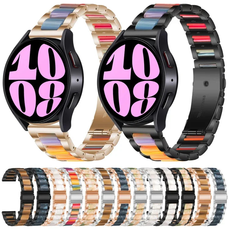 三連ビーズ樹脂メタルウォッチバンド、Samsung Galaxy Watch 6 / 6 Classic用