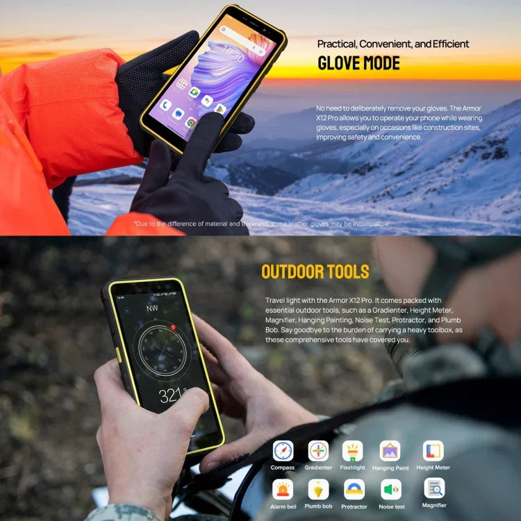 Ulefone Armor X12 Pro、IP68/IP69K 耐衝撃スマホ、5.45インチ Android 15 MediaTek Helio G36 オクタコア、ネットワーク：4G、NFC、4GB+64GB