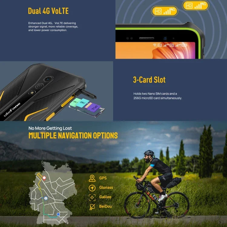 Ulefone Armor X12 Pro、IP68/IP69K 耐衝撃スマホ、5.45インチ Android 15 MediaTek Helio G36 オクタコア、ネットワーク：4G、NFC、4GB+64GB