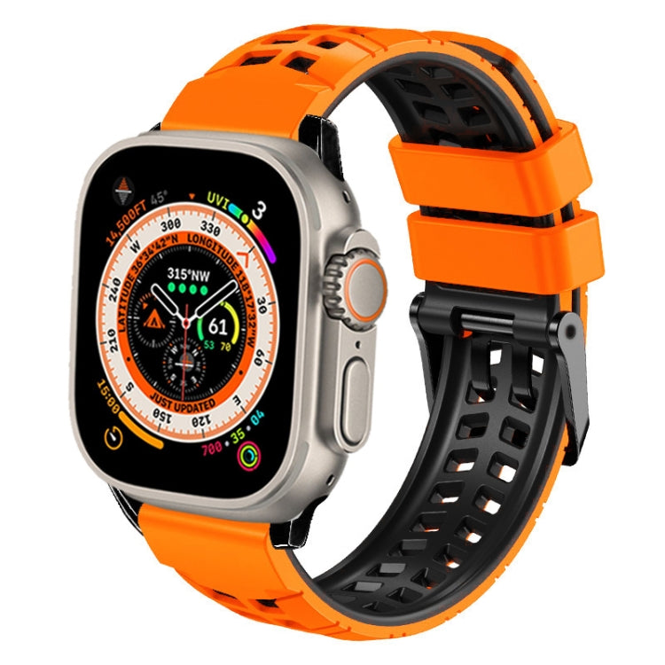 ツイル二重バックルシリコンウォッチバンド、Apple Watch Ultra 49mm用、Apple Watch SE 2023 44mm用、Apple Watch SE 2023 40mm用、Apple Watch Ultra 2 49mm用、Apple Watch Series 9 45mm用