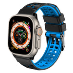 ツイル二重バックルシリコンウォッチバンド、Apple Watch Ultra 49mm用、Apple Watch SE 2023 44mm用、Apple Watch SE 2023 40mm用、Apple Watch Ultra 2 49mm用、Apple Watch Series 9 45mm用