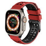 ツイル二重バックルシリコンウォッチバンド、Apple Watch Ultra 49mm用、Apple Watch SE 2023 44mm用、Apple Watch SE 2023 40mm用、Apple Watch Ultra 2 49mm用、Apple Watch Series 9 45mm用