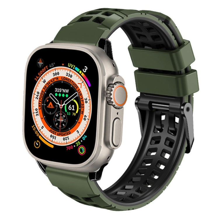 ツイル二重バックルシリコンウォッチバンド、Apple Watch Ultra 49mm用、Apple Watch SE 2023 44mm用、Apple Watch SE 2023 40mm用、Apple Watch Ultra 2 49mm用、Apple Watch Series 9 45mm用