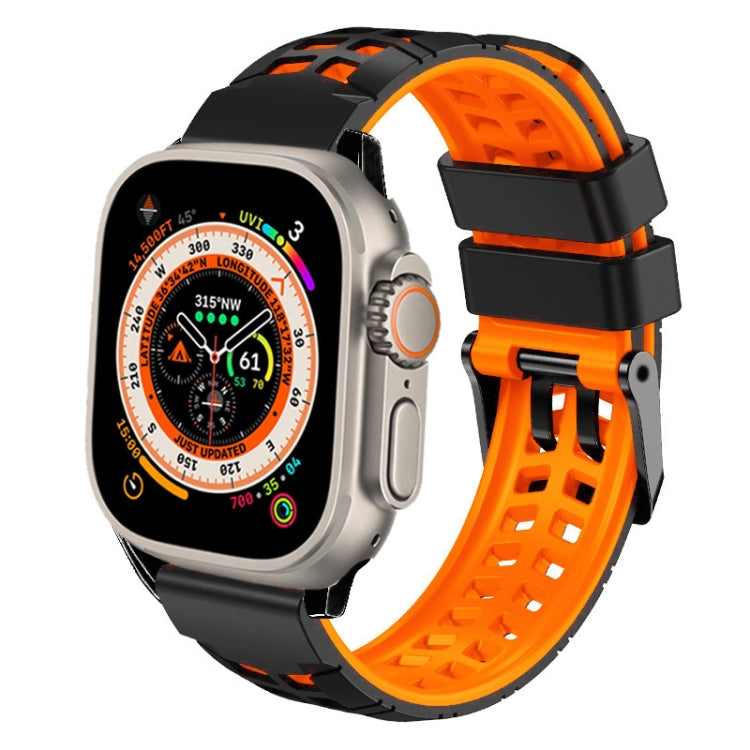 ツイル二重バックルシリコンウォッチバンド、Apple Watch Ultra 49mm用、Apple Watch SE 2023 44mm用、Apple Watch SE 2023 40mm用、Apple Watch Ultra 2 49mm用、Apple Watch Series 9 45mm用