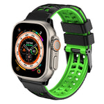 ツイル二重バックルシリコンウォッチバンド、Apple Watch Ultra 49mm用、Apple Watch SE 2023 44mm用、Apple Watch SE 2023 40mm用、Apple Watch Ultra 2 49mm用、Apple Watch Series 9 45mm用