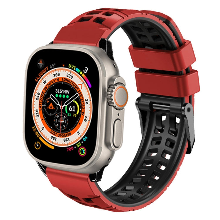 ツイル二重バックルシリコンウォッチバンド、Apple Watch Ultra 49mm用、Apple Watch SE 2023 44mm用、Apple Watch SE 2023 40mm用、Apple Watch Ultra 2 49mm用、Apple Watch Series 9 45mm用