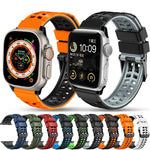 ツイル二重バックルシリコンウォッチバンド、Apple Watch Ultra 49mm用、Apple Watch SE 2023 44mm用、Apple Watch SE 2023 40mm用、Apple Watch Ultra 2 49mm用、Apple Watch Series 9 45mm用