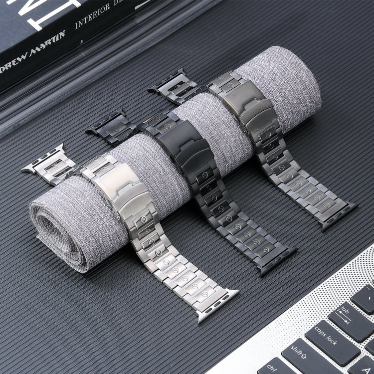 セーフティバックルチタン鋼ウォッチバンド、Apple Watch Ultra 49mm用、Apple Watch SE 2023 44mm用、Apple Watch SE 2023 40mm用、Apple Watch Ultra 2 49mm用、Apple Watch Series 9 45mm用、Apple Watch SE 2022 40mm用、Apple Watch SE 2022 44mm用