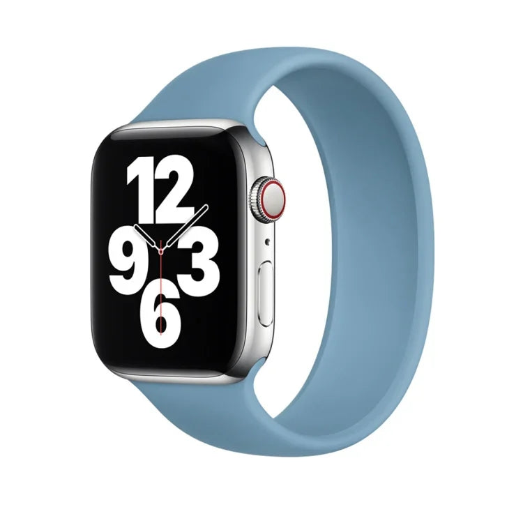Apple Watch Series 8&7 41mm / SE 2&6&SE&5&4 40mm / 3&2&1 38mm用無地伸縮シリコンウォッチバンド サイズ:M 143mm (アクアブルー), サイズ:M 143mm