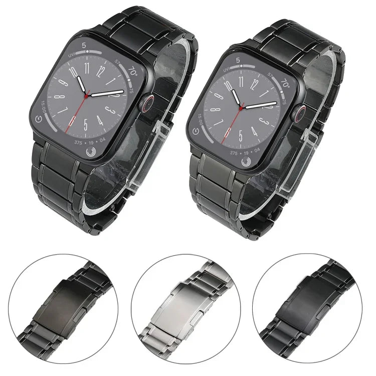 五珠亀バックル チタンステンレス製ウォッチバンド、Apple Watch Ultra 49mm用、Apple Watch SE 2023 44mm用、Apple Watch Ultra 2 49mm用、Apple Watch Series 9 45mm用、Apple Watch SE 2022 44mm用、Apple Watch Series 8 45mm用、Apple Watch SE 4用...