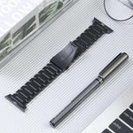 五珠チタンステンレス製ウォッチバンド、Apple Watch Series 6 44mm用、Apple Watch Series 5 44mm用、Apple Watch Series 5 40mm用、Apple Watch Series 4 44mm用、Apple Watch 42mm用、Apple Watch Series 3 38mm用、Apple Watch 38mm用                 ...