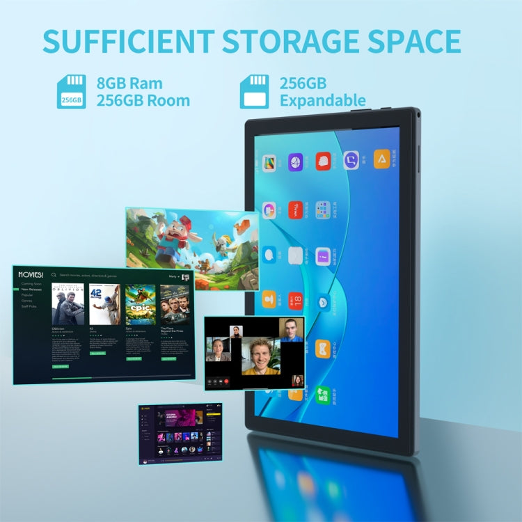 BDF P70 4G LTE タブレットPC 10.1インチ、Android 12 MTK6762 オクタコア、デュアルSIM対応、EUプラグ、8GB+256GB