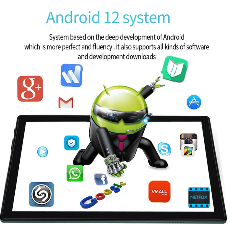 BDF P70 4G LTE タブレットPC 10.1インチ、Android 12 MTK6762 オクタコア、デュアルSIM対応、EUプラグ、8GB+256GB