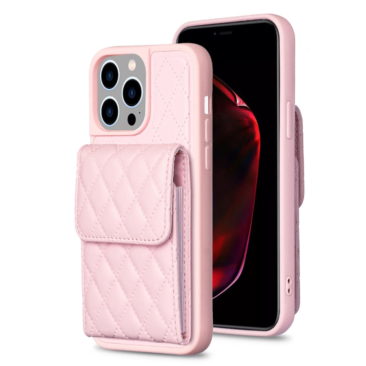 Vertical Wallet Rhombic Leather Phone Case, For iPhone 15 Pro Max, For iPhone 15 Pro, For iPhone 15 Plus, For iPhone 15