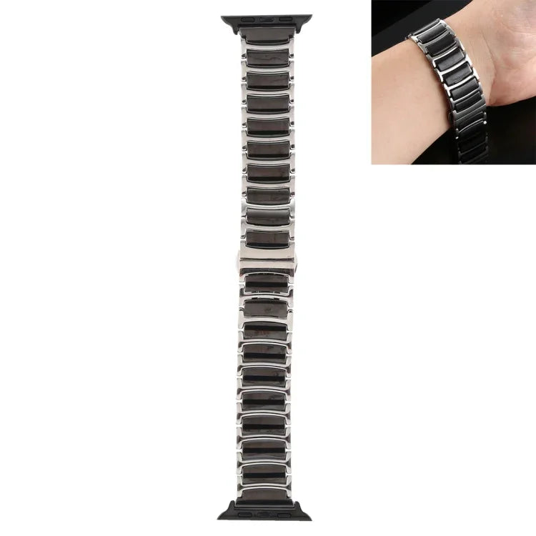 セラミックスチールウォッチバンド、Apple Watch Series 8&7 41mm / SE 2&6&SE&5&4 40mm / 3&2&1 38mm 用、Apple Watch Series 7 45mm / 6 & SE & 5 & 4 44mm / 3 & 2 & 1 42mm 用、Apple Watch Series 7 41mm / 6 & SE & 5 & 4 40mm / 3 & 2 & 1 38mm 用