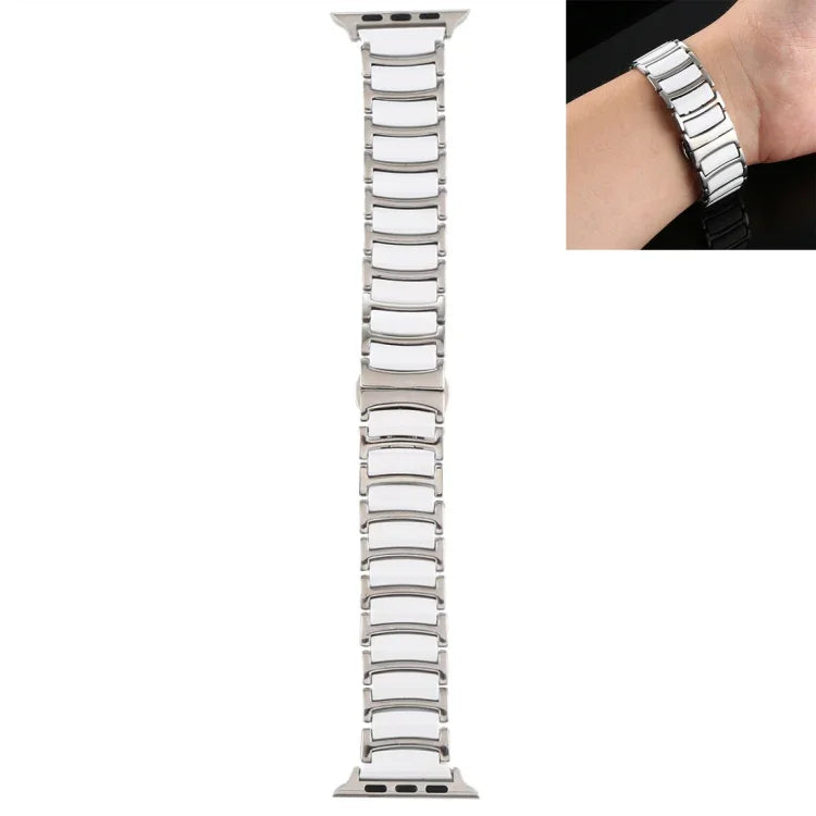 セラミックスチールウォッチバンド、Apple Watch Series 8&7 41mm / SE 2&6&SE&5&4 40mm / 3&2&1 38mm 用、Apple Watch Series 7 45mm / 6 & SE & 5 & 4 44mm / 3 & 2 & 1 42mm 用、Apple Watch Series 7 41mm / 6 & SE & 5 & 4 40mm / 3 & 2 & 1 38mm 用
