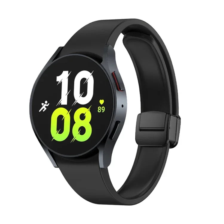 マグネット折りたたみブラックバックルシリコンウォッチバンド、Samsung Galaxy Watch 6用