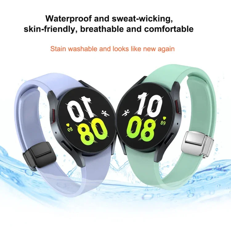 マグネット折りたたみブラックバックルシリコンウォッチバンド、Samsung Galaxy Watch 6用