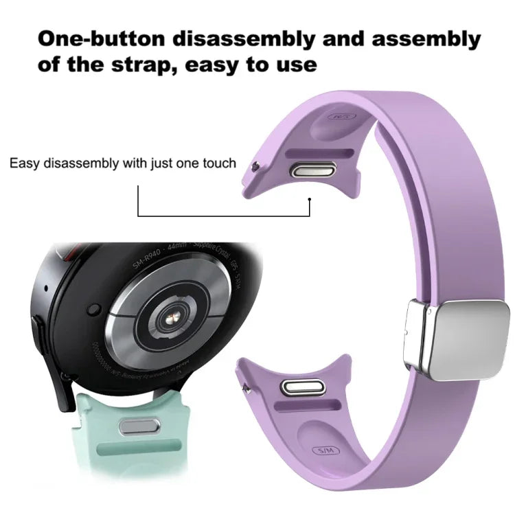 マグネット折りたたみブラックバックルシリコンウォッチバンド、Samsung Galaxy Watch 6用