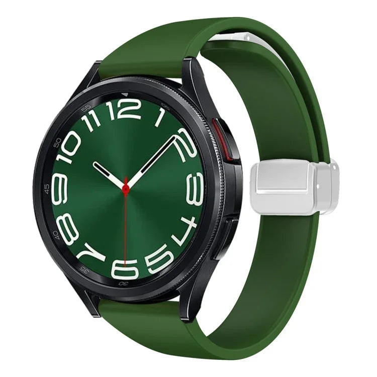 Magnetic Silver Buckle Slim Silicone Watch Band, For Samsung Galaxy Watch 6 / 6 Classic