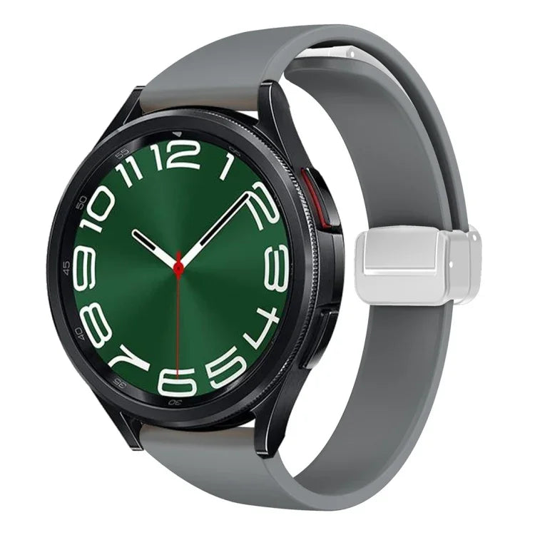 Magnetic Silver Buckle Slim Silicone Watch Band, For Samsung Galaxy Watch 6 / 6 Classic