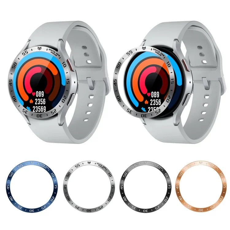 Aスタイルスマートウォッチスチールリング保護フレーム、Samsung Galaxy Watch6 Classic 47mm用、Samsung Galaxy Watch6 Classic 43mm用