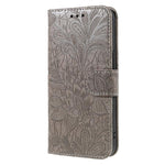 レースフラワーエンボスフリップレザー電話ケース、iPhone 17e / 16e用、iPhone 17 Pro Max用、iPhone 17 Pro用、iPhone 17用、iPhone Air用、iPhone 16 Pro Max用、iPhone 16 Pro用、iPhone 16 Plus用