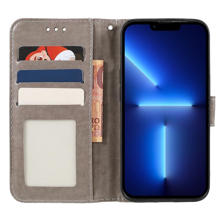 レースフラワーエンボスフリップレザー電話ケース、iPhone 17e / 16e用、iPhone 17 Pro Max用、iPhone 17 Pro用、iPhone 17用、iPhone Air用、iPhone 16 Pro Max用、iPhone 16 Pro用、iPhone 16 Plus用