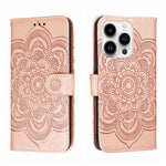 サンマンダラエンボスレザーフォンケース、iPhone 16e / 17e用、iPhone 17 Pro Max用、iPhone 17 Pro用、iPhone 17用、iPhone Air用、iPhone 15 Pro Max用
