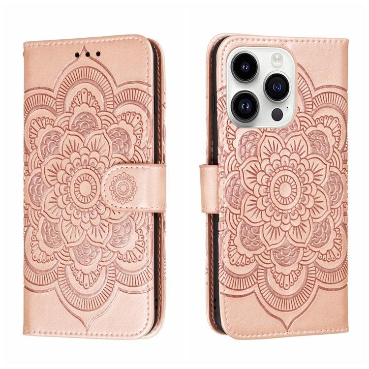サンマンダラエンボスレザーフォンケース、iPhone 16e / 17e用、iPhone 17 Pro Max用、iPhone 17 Pro用、iPhone 17用、iPhone Air用、iPhone 15 Pro Max用