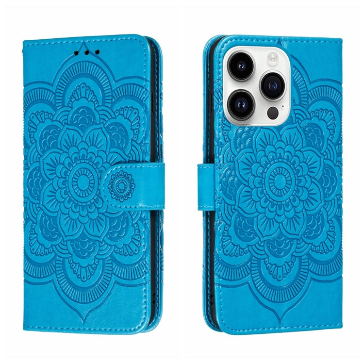 サンマンダラエンボスレザーフォンケース、iPhone 16e / 17e用、iPhone 17 Pro Max用、iPhone 17 Pro用、iPhone 17用、iPhone Air用、iPhone 15 Pro Max用
