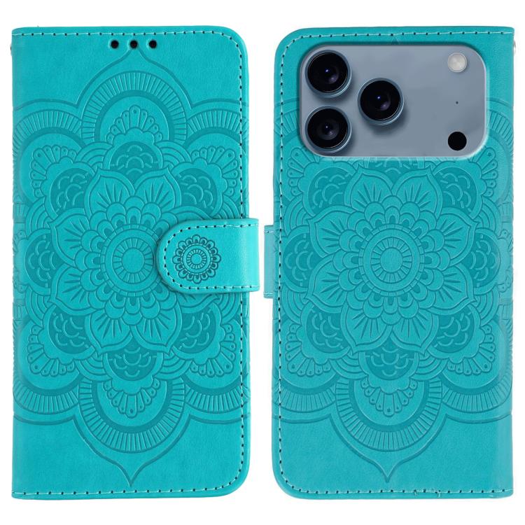 サンマンダラエンボスレザーフォンケース、iPhone 16e / 17e用、iPhone 17 Pro Max用、iPhone 17 Pro用、iPhone 17用、iPhone Air用、iPhone 15 Pro Max用