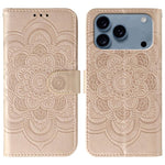 サンマンダラエンボスレザーフォンケース、iPhone 16e / 17e用、iPhone 17 Pro Max用、iPhone 17 Pro用、iPhone 17用、iPhone Air用、iPhone 15 Pro Max用