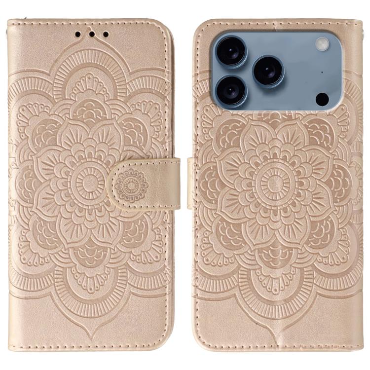 サンマンダラエンボスレザーフォンケース、iPhone 16e / 17e用、iPhone 17 Pro Max用、iPhone 17 Pro用、iPhone 17用、iPhone Air用、iPhone 15 Pro Max用