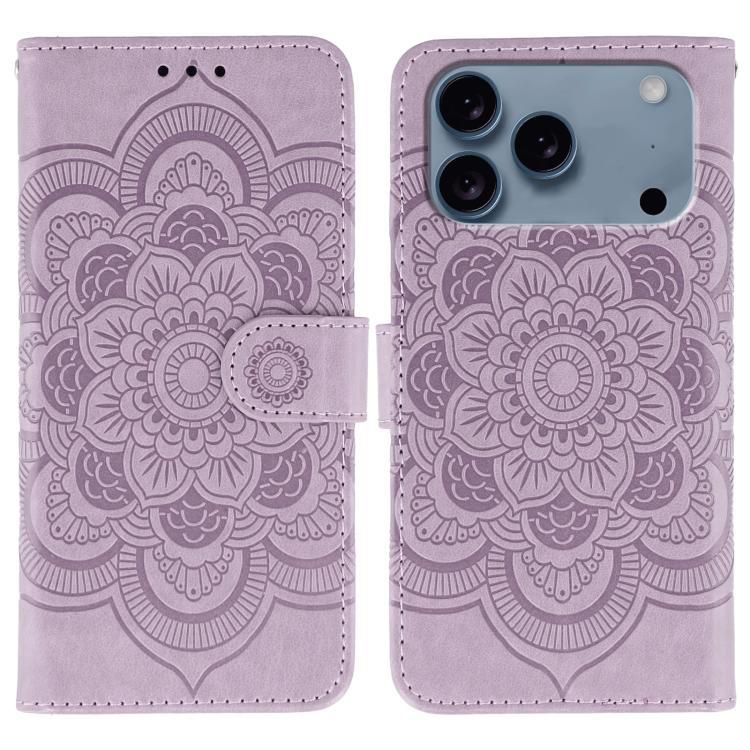 サンマンダラエンボスレザーフォンケース、iPhone 16e / 17e用、iPhone 17 Pro Max用、iPhone 17 Pro用、iPhone 17用、iPhone Air用、iPhone 15 Pro Max用