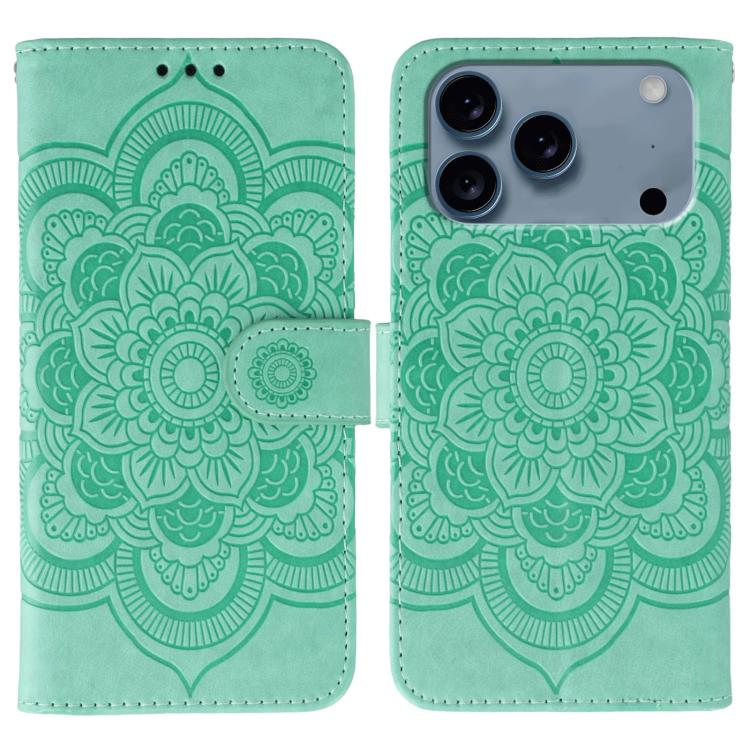 サンマンダラエンボスレザーフォンケース、iPhone 16e / 17e用、iPhone 17 Pro Max用、iPhone 17 Pro用、iPhone 17用、iPhone Air用、iPhone 15 Pro Max用