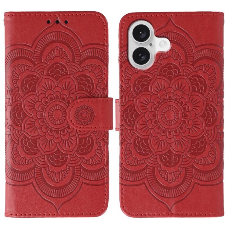 サンマンダラエンボスレザーフォンケース、iPhone 16e / 17e用、iPhone 17 Pro Max用、iPhone 17 Pro用、iPhone 17用、iPhone Air用、iPhone 15 Pro Max用