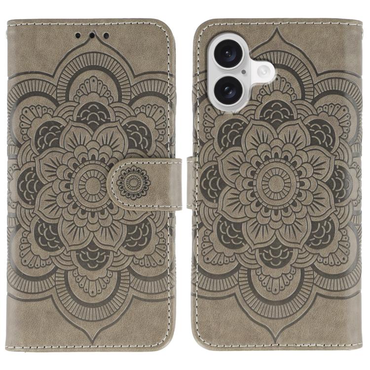サンマンダラエンボスレザーフォンケース、iPhone 16e / 17e用、iPhone 17 Pro Max用、iPhone 17 Pro用、iPhone 17用、iPhone Air用、iPhone 15 Pro Max用