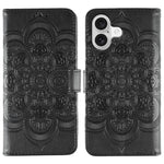 サンマンダラエンボスレザーフォンケース、iPhone 16e / 17e用、iPhone 17 Pro Max用、iPhone 17 Pro用、iPhone 17用、iPhone Air用、iPhone 15 Pro Max用