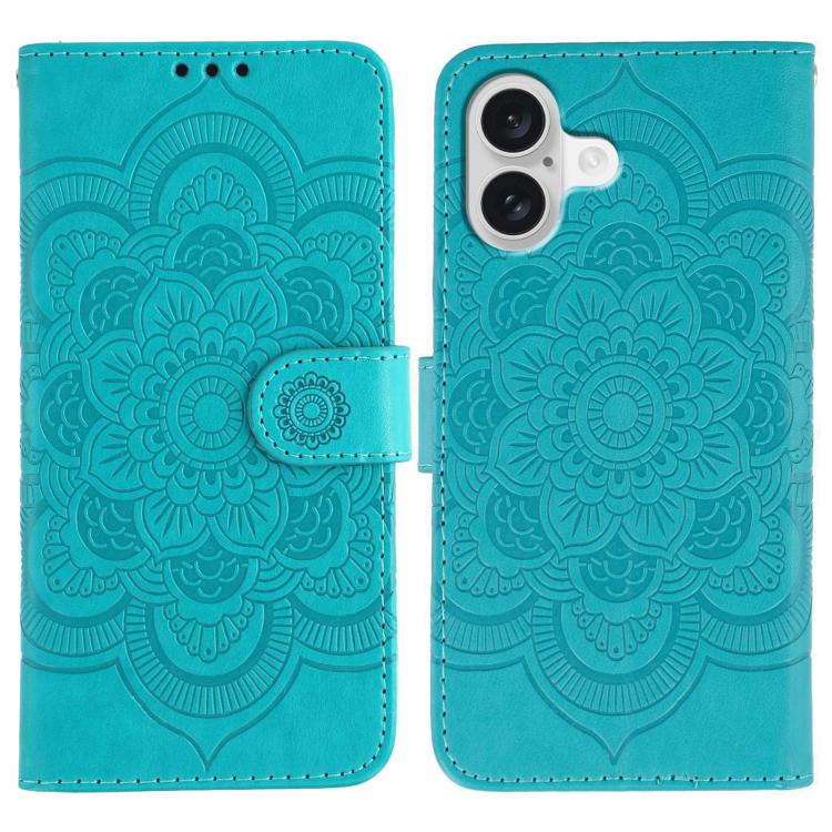 サンマンダラエンボスレザーフォンケース、iPhone 16e / 17e用、iPhone 17 Pro Max用、iPhone 17 Pro用、iPhone 17用、iPhone Air用、iPhone 15 Pro Max用