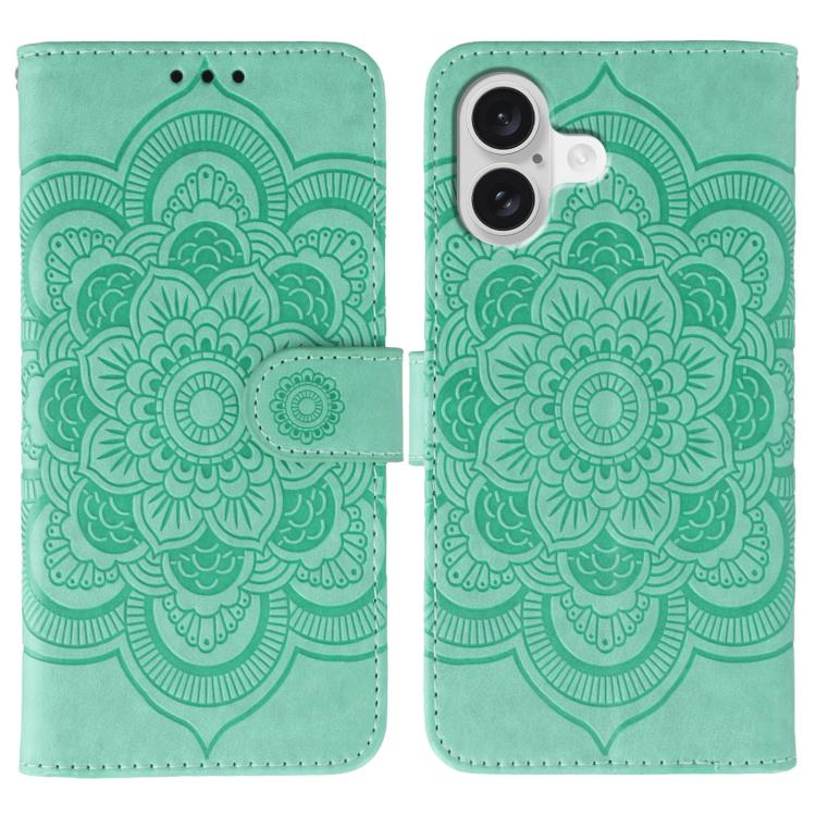 サンマンダラエンボスレザーフォンケース、iPhone 16e / 17e用、iPhone 17 Pro Max用、iPhone 17 Pro用、iPhone 17用、iPhone Air用、iPhone 15 Pro Max用