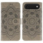 サンマンダラエンボスレザーフォンケース、iPhone 16e / 17e用、iPhone 17 Pro Max用、iPhone 17 Pro用、iPhone 17用、iPhone Air用、iPhone 15 Pro Max用