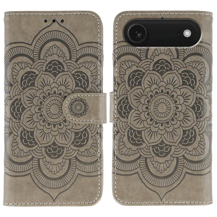 サンマンダラエンボスレザーフォンケース、iPhone 16e / 17e用、iPhone 17 Pro Max用、iPhone 17 Pro用、iPhone 17用、iPhone Air用、iPhone 15 Pro Max用