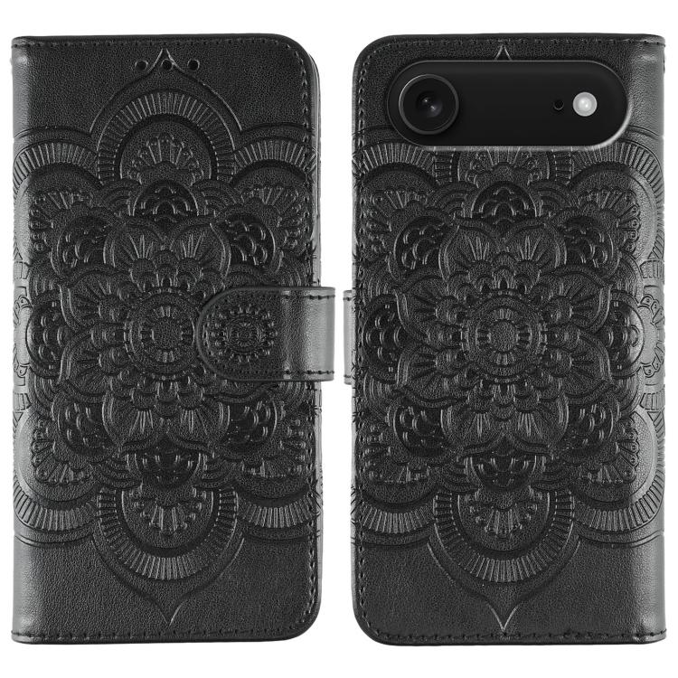 サンマンダラエンボスレザーフォンケース、iPhone 16e / 17e用、iPhone 17 Pro Max用、iPhone 17 Pro用、iPhone 17用、iPhone Air用、iPhone 15 Pro Max用