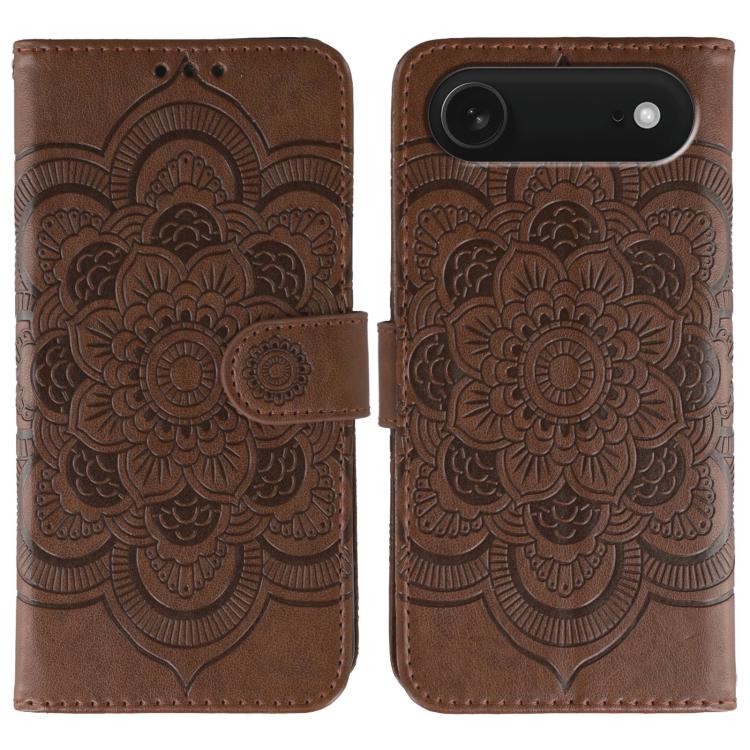 サンマンダラエンボスレザーフォンケース、iPhone 16e / 17e用、iPhone 17 Pro Max用、iPhone 17 Pro用、iPhone 17用、iPhone Air用、iPhone 15 Pro Max用