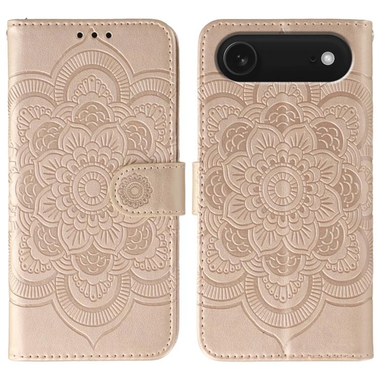 サンマンダラエンボスレザーフォンケース、iPhone 16e / 17e用、iPhone 17 Pro Max用、iPhone 17 Pro用、iPhone 17用、iPhone Air用、iPhone 15 Pro Max用